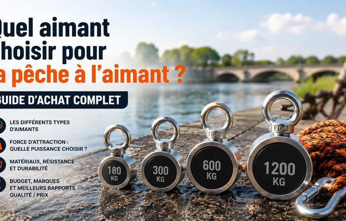 Guide d'achat complet pour choisir un aimant de pêche à l'aimant : comparaison des puissances d'attraction, matériaux, résistance et rapport qualité-prix