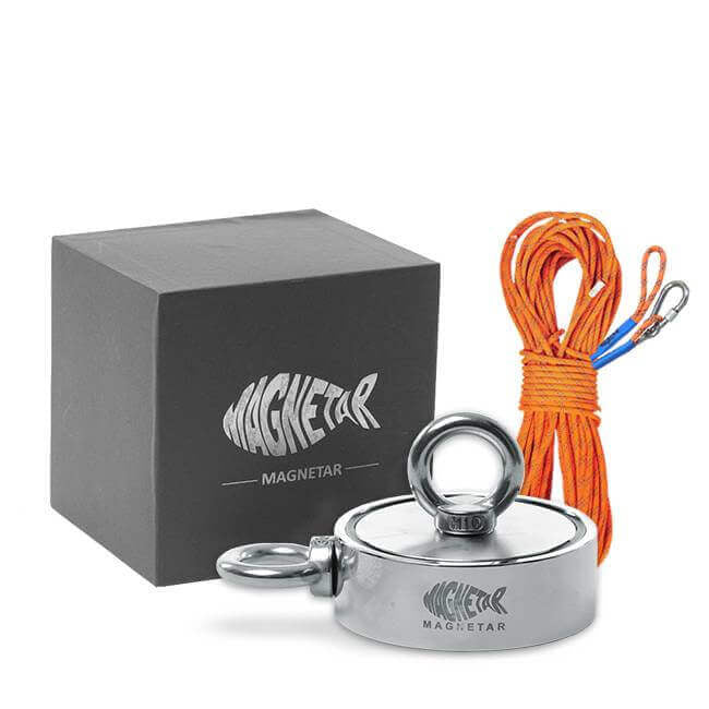 Kit Pêche à L'Aimant SENSEI 80 Kg N52 - Aimant Néodyme + Corde 25m + Accessoires Complets