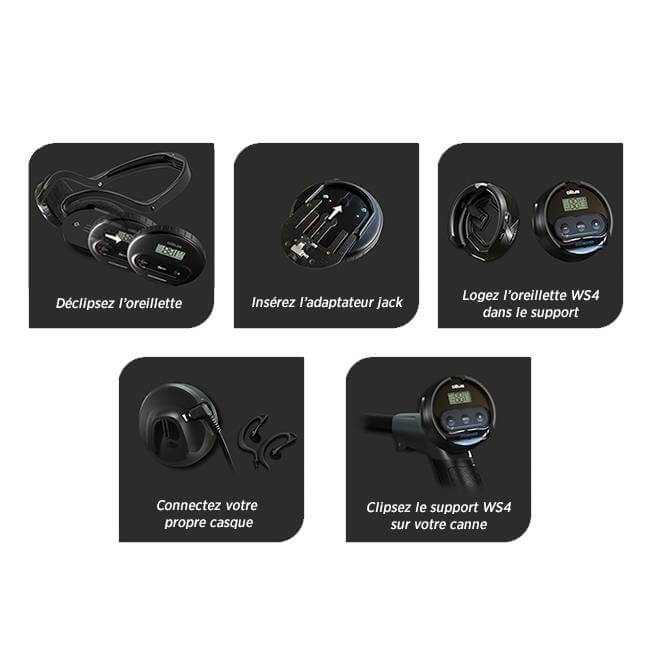 Support oreillette sur canne : WS4 et WS6