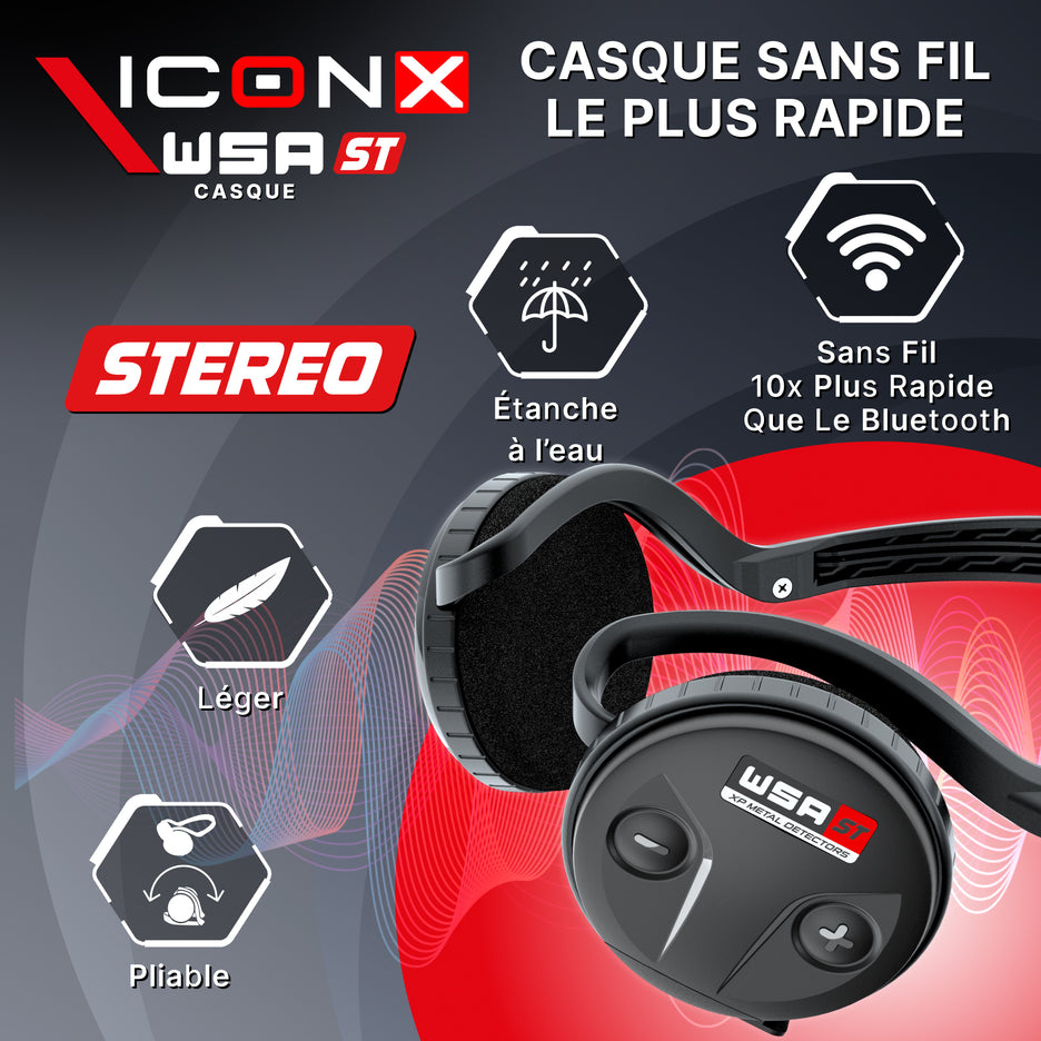 Détecteur XP ICON X - Télécommande, disque 28cm FMF, casque WSA ST