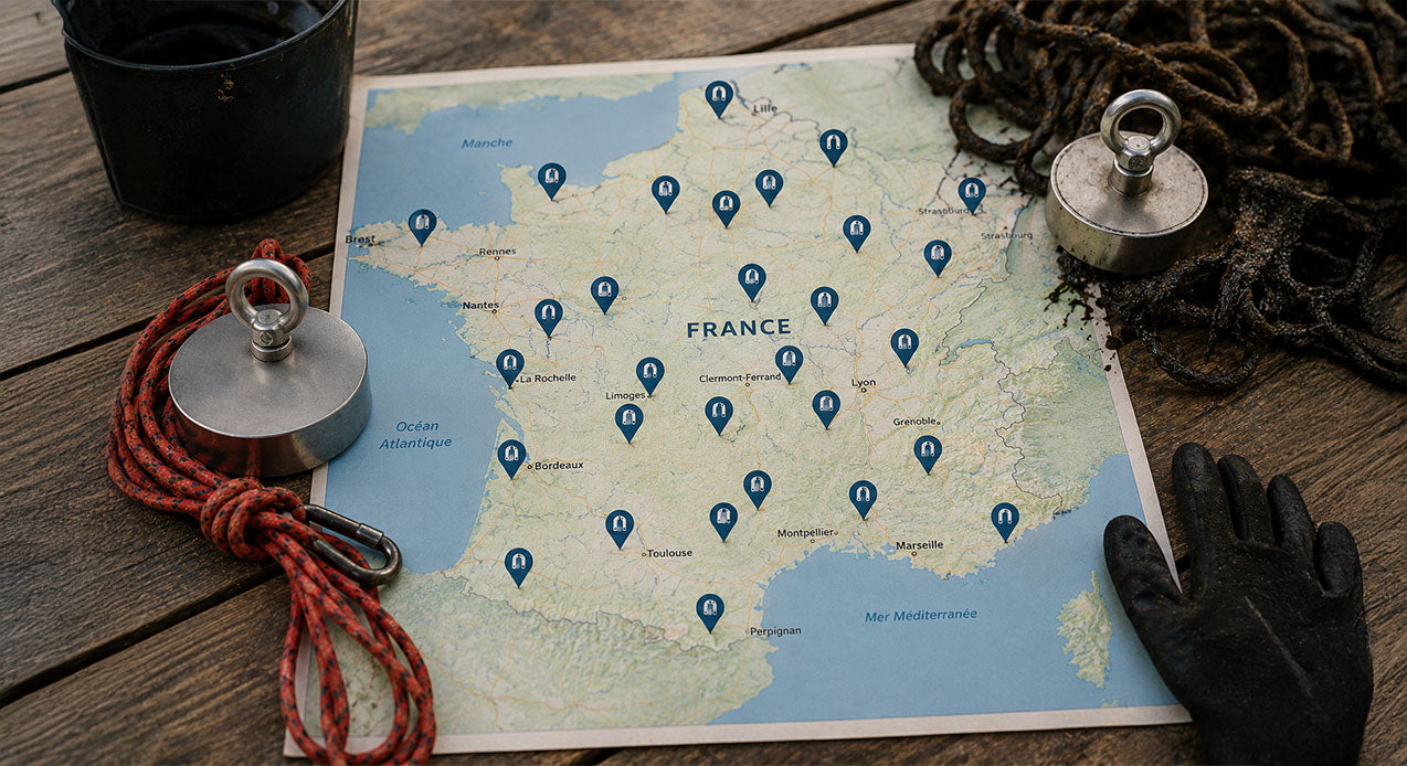 La carte de France des associations de pêche à l’aimant