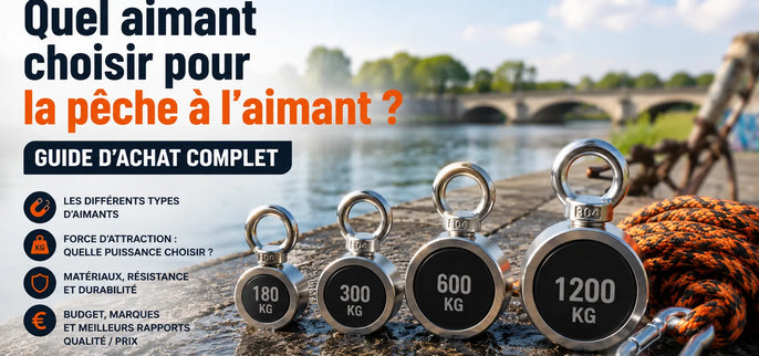 Guide d'achat complet pour choisir un aimant de pêche à l'aimant : comparaison des puissances d'attraction, matériaux, résistance et rapport qualité-prix