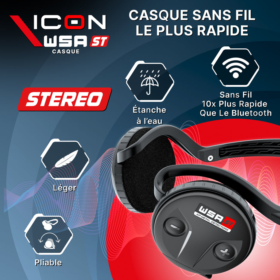 Détecteur XP ICON - Télécommande, disque 28cm FMF, casque WSA ST